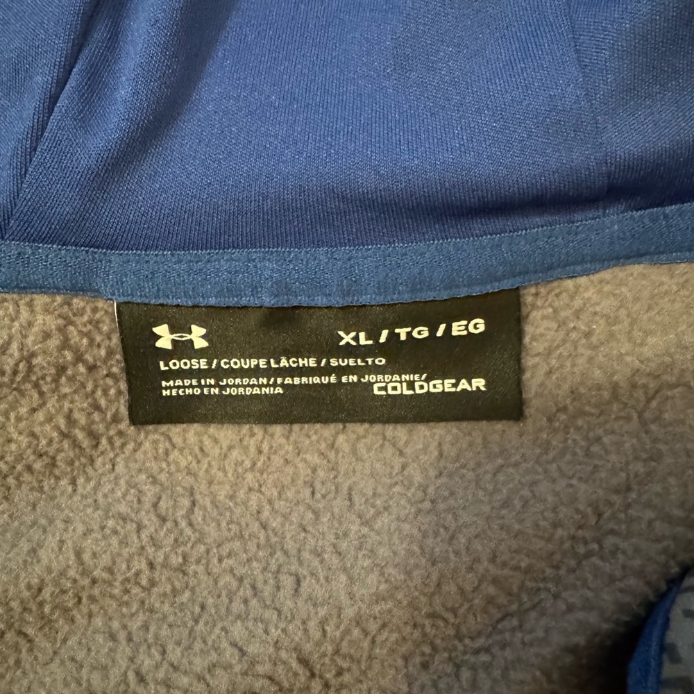 Under Armour Hoodie Pullover 1/4 Zip Sweatshirt‎ Mens Size L Gray Blue Logo - Picture 3 of 9